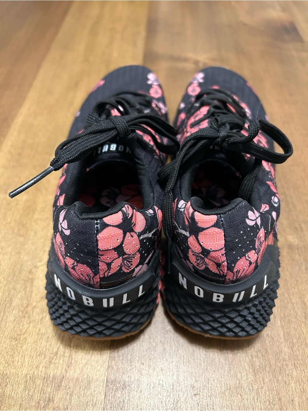 NOBULL Black Trainers with Pink Floral Print